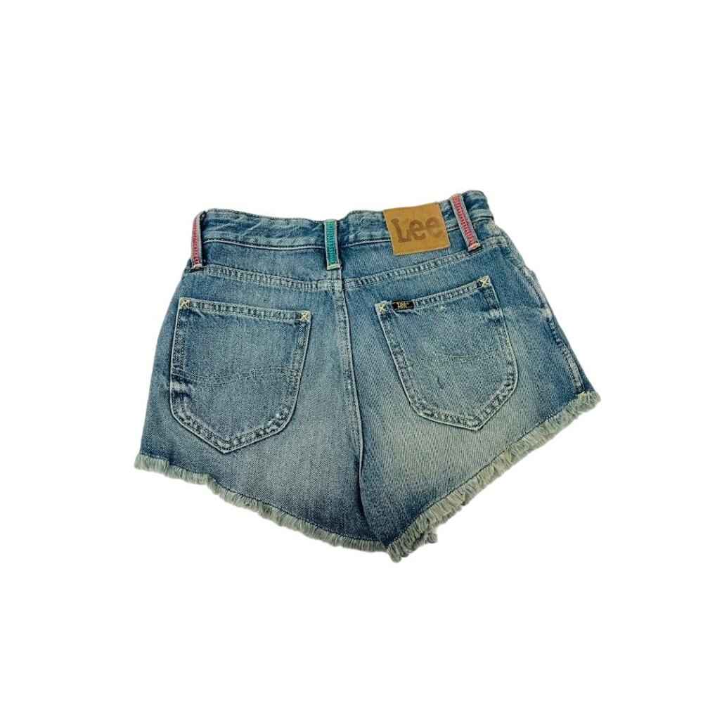 NWT!‎ Lee High Rise Vintage Modern Cut-Off Short Blue 26/Shortie - Picture 3 of 5